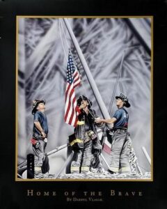 Home of the Brave Firefighters Flag