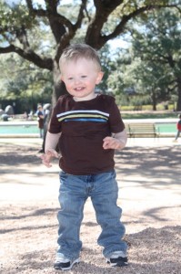 toddler outside happy
